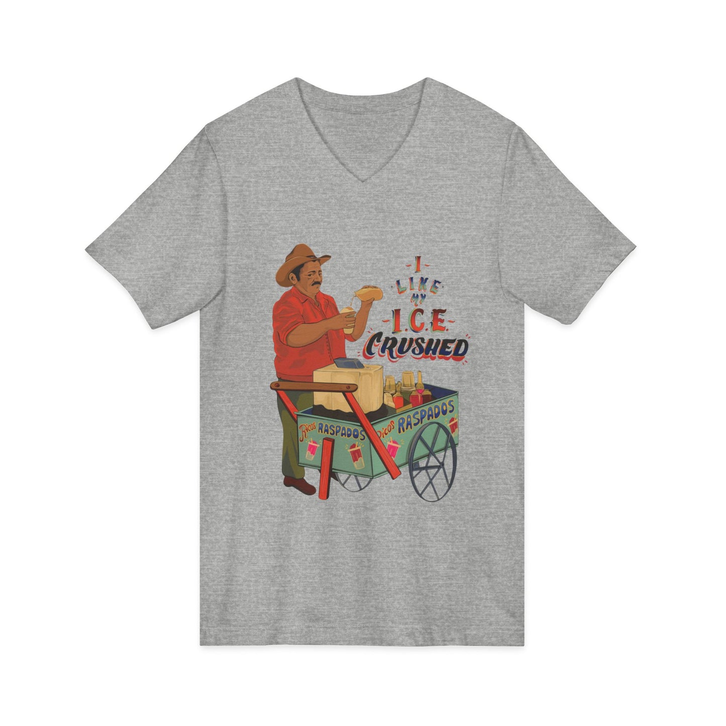 A We like our ice crushed V-Neck Tee