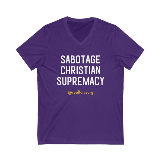 Sabotage Christian Supremacy Unisex Jersey Short Sleeve V-Neck Tee