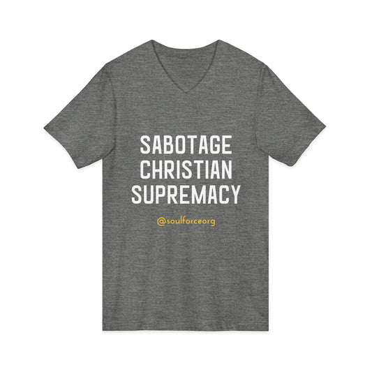 Sabotage Christian Supremacy Unisex Jersey Short Sleeve V-Neck Tee