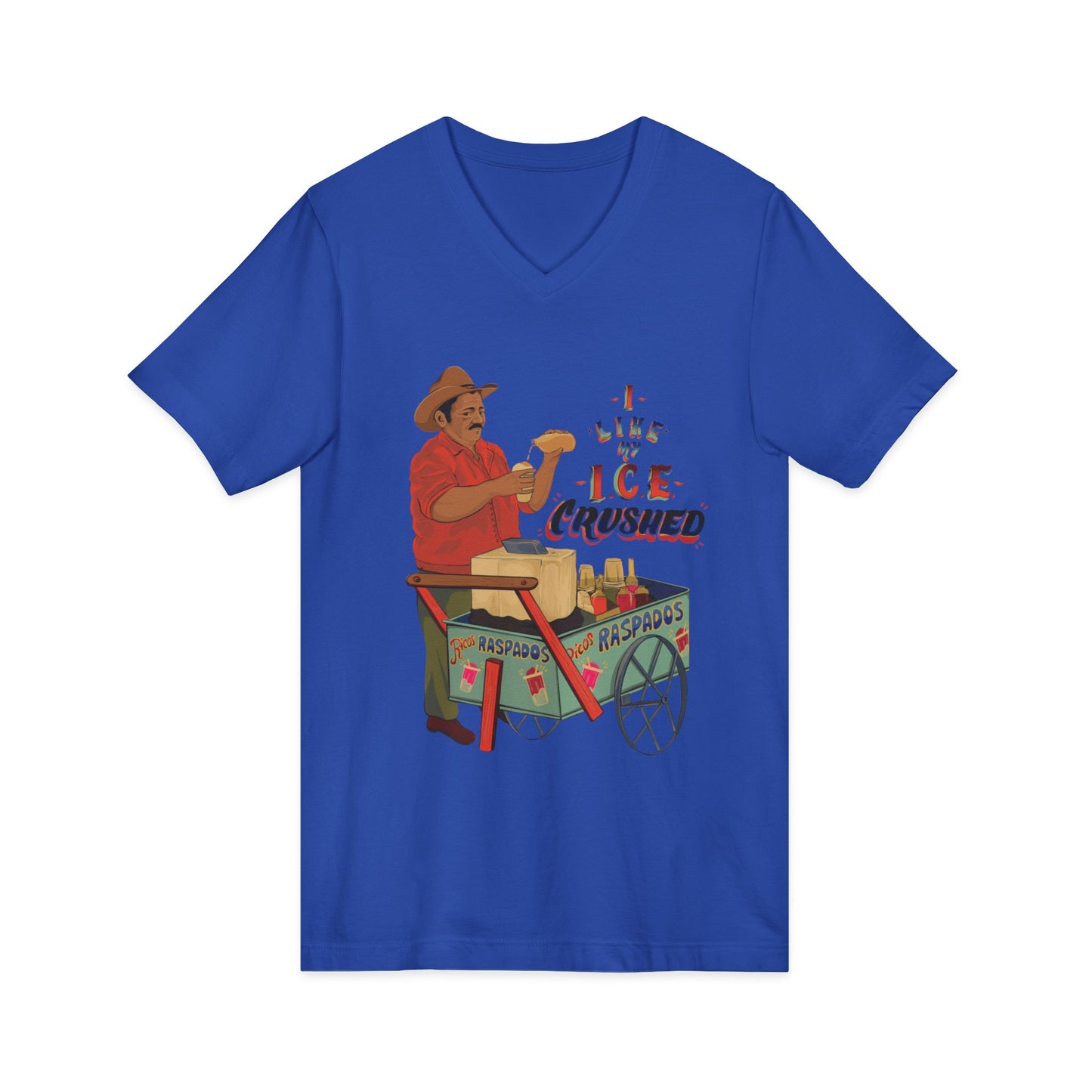 A We like our ice crushed V-Neck Tee